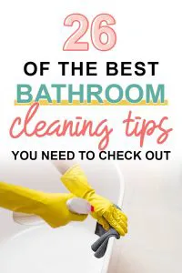 Pinterest image about bathroom cleaning hacks