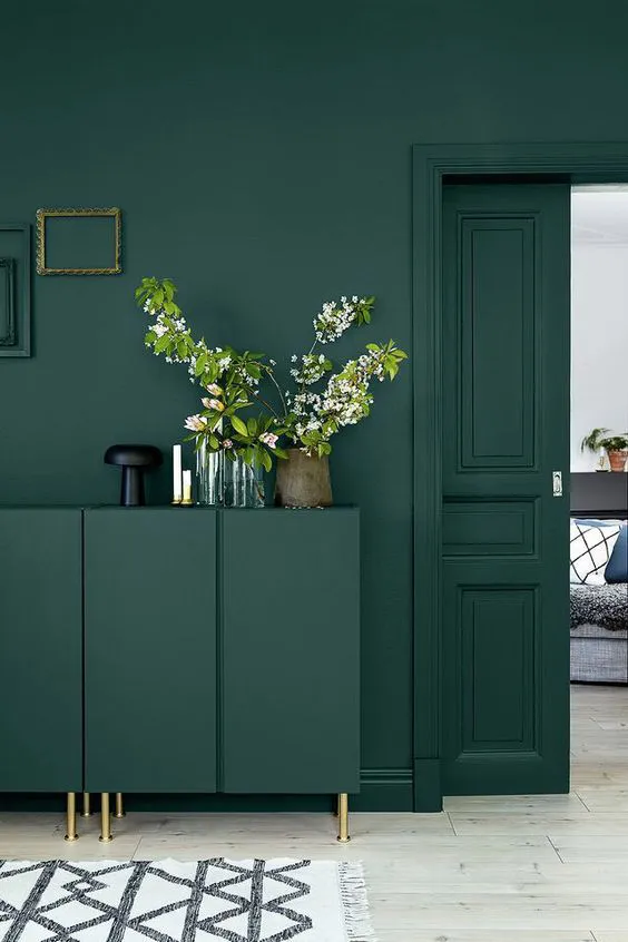 Colorblocked room in rich, deep shade of green