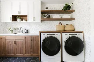 Well-organized and uncluttered laundry room