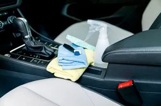 items to clean the interior of a car